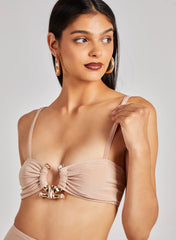 Gold Trim Slinky Crop Top