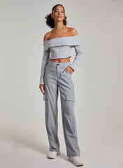 Wide Brushed Ribbed Bardot Top