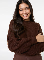 High Neck Knitted Crop Jumper