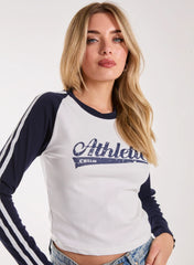 Long Sleeve Contrast Crew Top