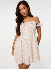 Ditsy Off The Shoulder Mini Dress
