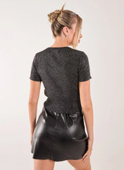 Glitter Lurex Crew Neck Top