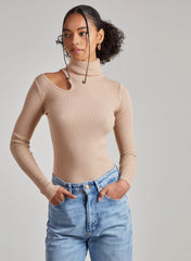 Knit Cut Out Turtle Neck Top