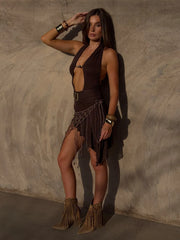 LEILINI MINI DRESS CHOCOLATE