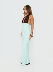 Dulzura Halter Maxi Dress Blue / Brown