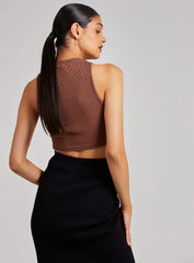 Printed Ribbed Crop Top