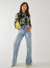 Smokey Print Long Sleeve Mesh Bodysuit