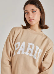 Paris Slogan Oversized Sweatshirt