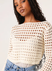 Long Sleeve Crochet Top