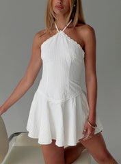 Hunnie Halter Mini Dress White