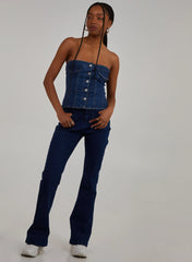Bandeau Button Up Denim Corset Top