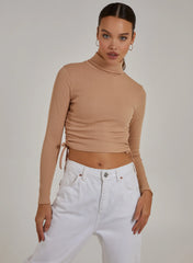 Ruched High Neck Side Top