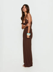 Pasita Halter Tie Up Maxi Dress Chocolate