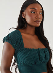 Textured Jersey Puff Sleeve Top