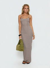 Elestria Maxi Dress Brown Stripe