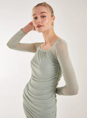 Mesh Sleeves Mini Dress