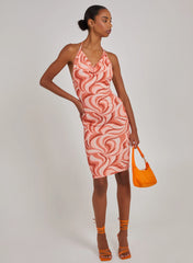 Swirl Print Cowl Neck Mini Dress