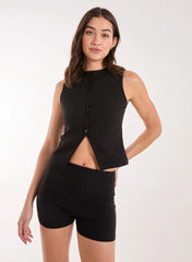 Pinstripe Button Front Longline Waistcoat