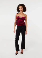 Soft Shimmer Velvet Texture Bra Cup Top