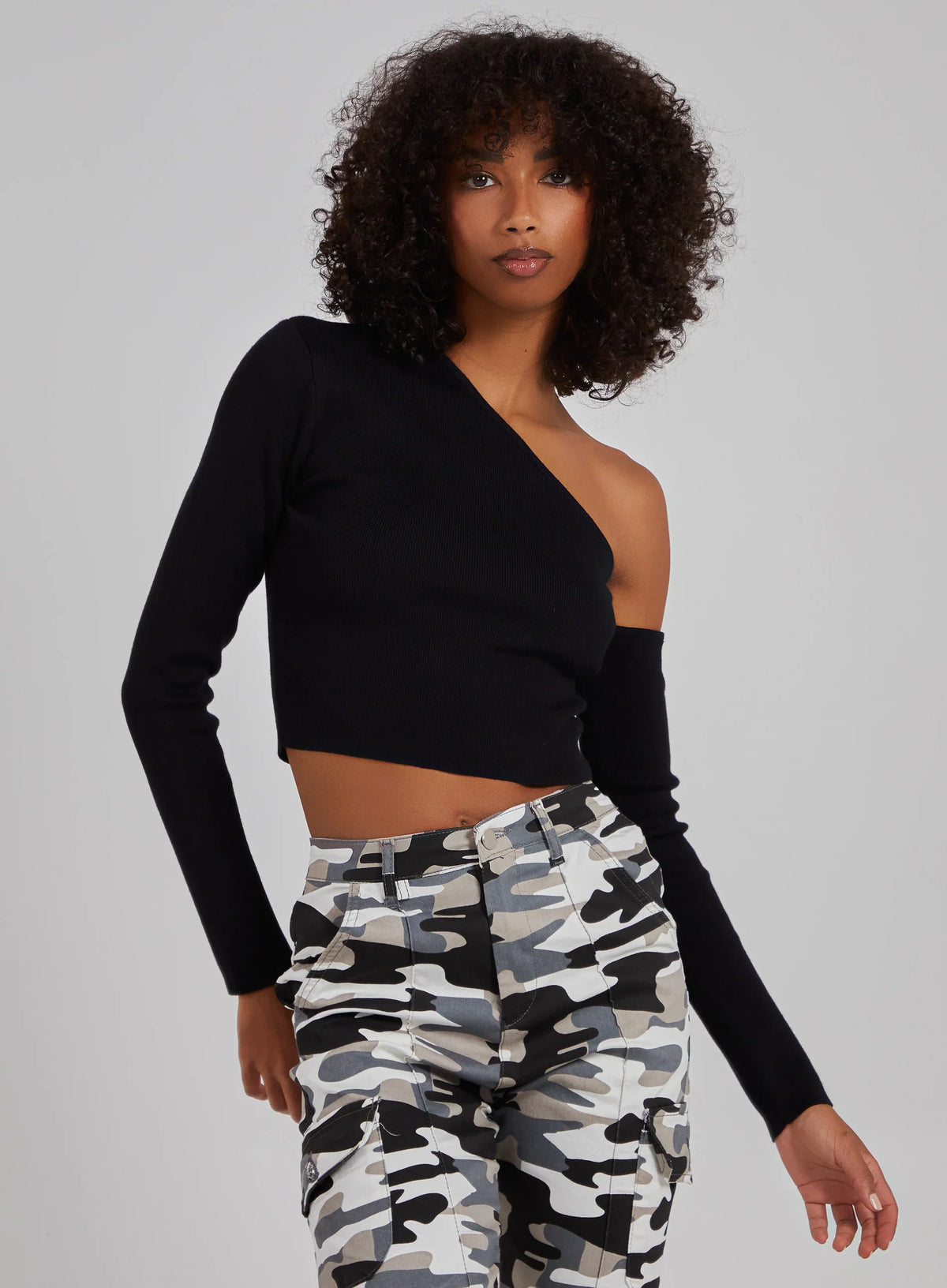One Shoulder Long Sleeved Top