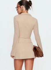 When You Sleep Long Sleeve Mini Dress Beige