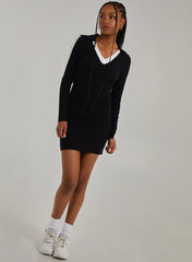 Ribbed Sports Stripe Collared Dress