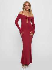Lucillea Long Sleeve Maxi Dress Red