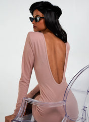 Scoop Neck Long Sleeve Shoulder Pad Dress