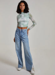 Soft Smudge Print Long Sleeve Top