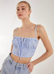 Floral Tie Front Cami Cropped Top