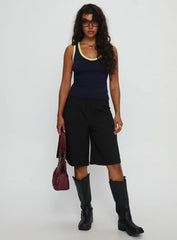 Elionne V Neck Contrast Top Navy / Yellow