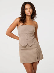 Bustier Pinstripe Button Top