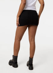 Diamante Bow Denim Mini Skirt
