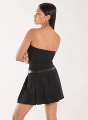 Dogtooth Belt Pleat Dress