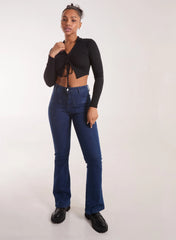 Long Sleeve Gathered Rib Top