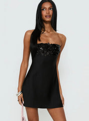 Kaylanie Strapless Sequin Mini Dress Black