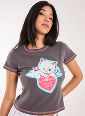 Kitten Print Baby Tee