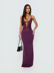 Totema Lace Halter Maxi Dress Purple
