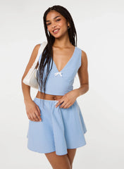 Stripe Shirred Crop Top