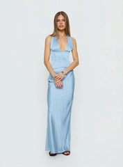 In A Trance Halter Corset Maxi Dress Blue