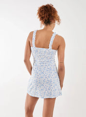 Ditsy Tie Skater Mini Dress