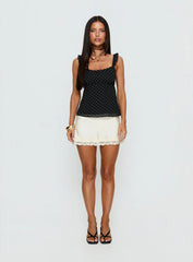 Madaleine Top Black Polka