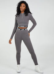 Long Sleeve Ribbed Pink Vanilla Logo Top