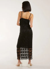 Crochet Geo Pattern Maxi Dress