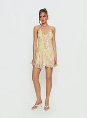Hey Blondie Ruffle Halter Mini Dress Multi Floral