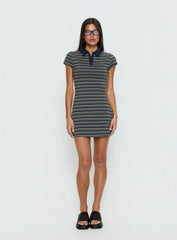 Britte Polo Shirt Mini Dress Navy Stripe