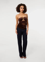 Soft Shimmer Velvet Texture Bra Cup Top