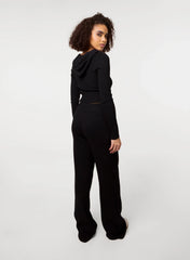 Ribbed Half Zip Hoodie And Wide Leg Set