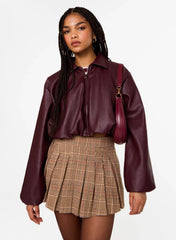 Faux Leather Puffball Jacket