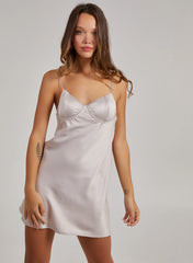 Rhinestone Cupped Satin Dress